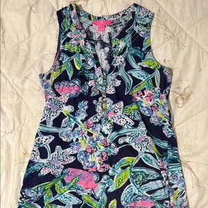 Lily Pulitzer Floral Sleeveless Dress in Blue and Green